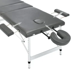 vidaXL massagebord med 3 zoner aluminiumsstel 186 x 68 cm antracitgrå