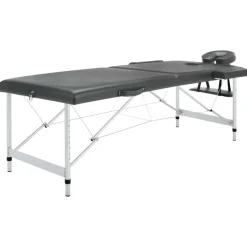 vidaXL massagebord med 2 zoner aluminiumsstel 186x68 cm antracitgrå