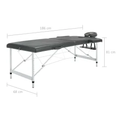 vidaXL massagebord med 2 zoner aluminiumsstel 186x68 cm antracitgrå
