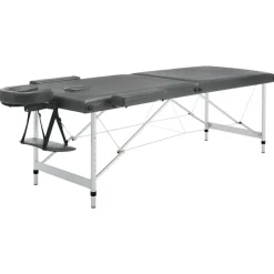 vidaXL massagebord med 2 zoner aluminiumsstel 186x68 cm antracitgrå