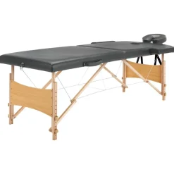 vidaXL massagebord med 2 zoner træstel antracitgrå 186 x 68 cm