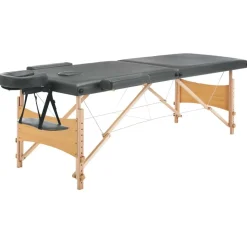 vidaXL massagebord med 2 zoner træstel antracitgrå 186 x 68 cm