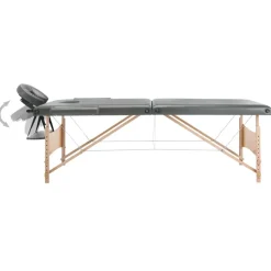 vidaXL massagebord med 2 zoner træstel antracitgrå 186 x 68 cm