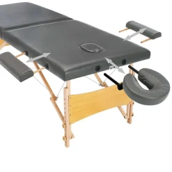 vidaXL massagebord med 2 zoner træstel antracitgrå 186 x 68 cm