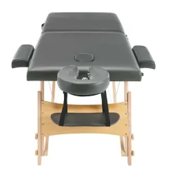 vidaXL massagebord med 2 zoner træstel antracitgrå 186 x 68 cm