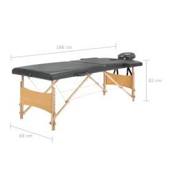 vidaXL massagebord med 2 zoner træstel antracitgrå 186 x 68 cm