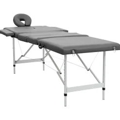 vidaXL massagebord med 4 zoner aluminiumsstel 186 x 68 cm antracitgrå