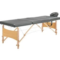 vidaXL massagebord med 4 zoner træstel 186x68 cm antracitgrå
