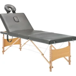 vidaXL massagebord med 4 zoner træstel 186x68 cm antracitgrå