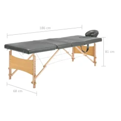 vidaXL massagebord med 4 zoner træstel 186x68 cm antracitgrå
