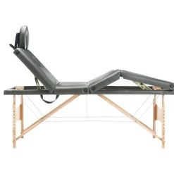 vidaXL massagebord med 4 zoner træstel 186x68 cm antracitgrå