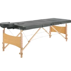vidaXL massagebord med 4 zoner træstel 186x68 cm antracitgrå