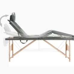 vidaXL massagebord med 4 zoner træstel 186x68 cm antracitgrå