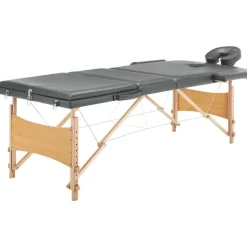 vidaXL massagebord med 3 zoner træstel 186x68 cm antracitgrå