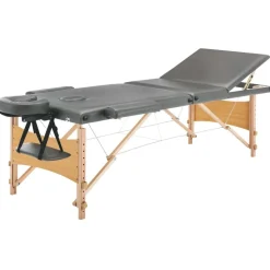 vidaXL massagebord med 3 zoner træstel 186x68 cm antracitgrå
