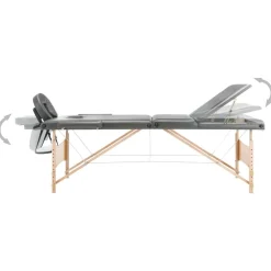 vidaXL massagebord med 3 zoner træstel 186x68 cm antracitgrå