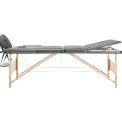 vidaXL massagebord med 3 zoner træstel 186x68 cm antracitgrå