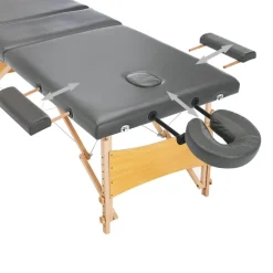 vidaXL massagebord med 3 zoner træstel 186x68 cm antracitgrå