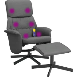 vidaXL massagestol med fodskammel stof mørkegrå