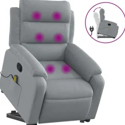 vidaXL massagestol med løftefunktion stof lysegrå