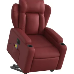 vidaXL massagestol med løftefunktion kunstlæder vinrød