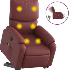 vidaXL massagestol med løftefunktion kunstlæder vinrød