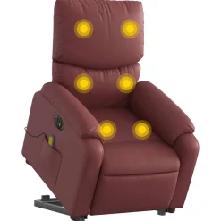 vidaXL massagestol med løftefunktion kunstlæder vinrød