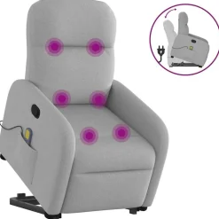 vidaXL massagestol med løftefunktion stof skygrå