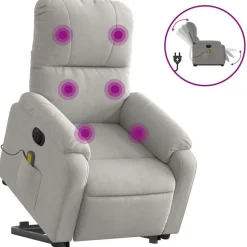 vidaXL massagestol med løftefunktion mikrofiberstof lysegrå