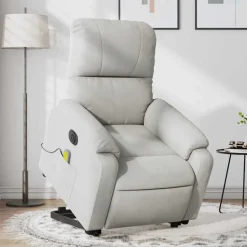 vidaXL massagestol med løftefunktion mikrofiberstof lysegrå