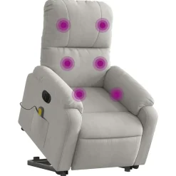 vidaXL massagestol med løftefunktion mikrofiberstof lysegrå