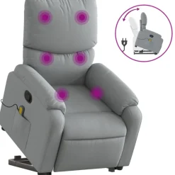vidaXL massagestol med løftefunktion stof lysegrå