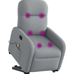 vidaXL massagestol med løftefunktion stof lysegrå