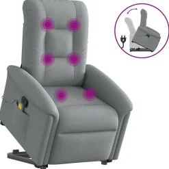 vidaXL massagestol med løftefunktion stof lysegrå