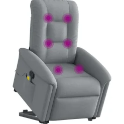 vidaXL massagestol med løftefunktion stof lysegrå