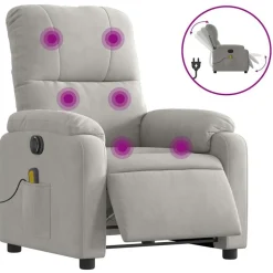 vidaXL massagestol mikrofiberstof lysegrå