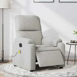 vidaXL massagestol mikrofiberstof lysegrå