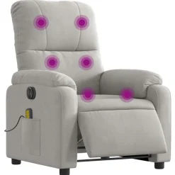 vidaXL massagestol mikrofiberstof lysegrå