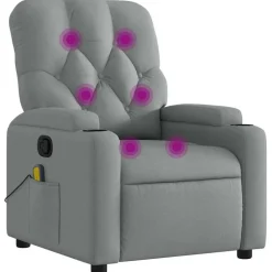 vidaXL massagestol stof lysegrå