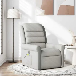 vidaXL massagestol stof skygrå