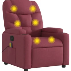 vidaXL massagestol stof vinrød