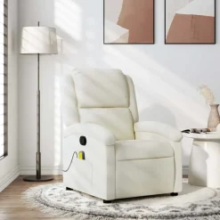 vidaXL massagestol velour cremefarvet