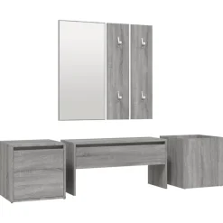 vidaXL møbelsæt til entré konstrueret træ grå sonoma-eg