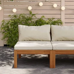 vidaXL midterdel til sofa med cremehvid hynde akacietræ