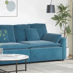 vidaXL modulopbygget sofaarmlænsendemodul med hynder 100 cm blå