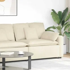 vidaXL modulopbygget sofaarmlænsendemodul med hynder 100cm cremefarvet