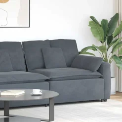 vidaXL modulopbygget sofaarmlænsendemodul med hynder 100 cm mørkegrå