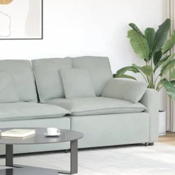 vidaXL modulopbygget sofaarmlænsendemodul med hynder 100 cm lysegrå