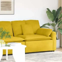 vidaXL modulopbygget sofaarmlænsendemodul med hynder 100 cm gul