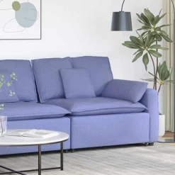 vidaXL modulopbygget sofaarmlænsendemodul med hynder 100 cm jeansblå
